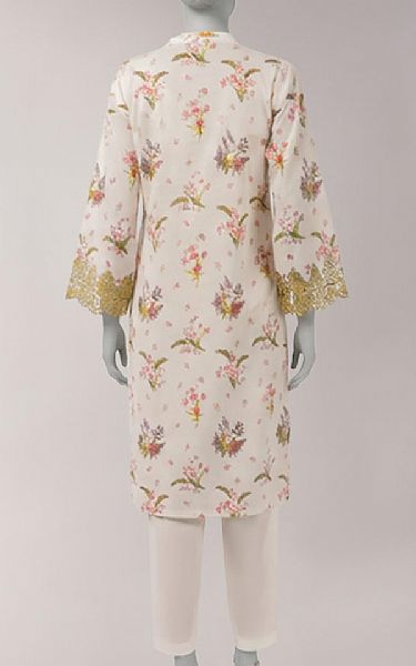 Junaid Jamshed Ivory Lawn Suit (2 pcs) | Pakistani Lawn Dress in USA- Image 2