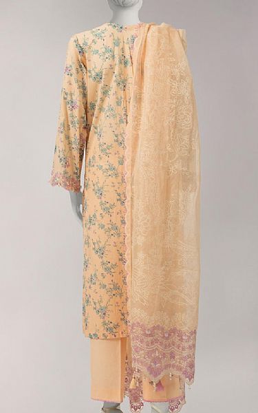Junaid Jamshed Peach Lawn Suit | Pakistani Lawn Dress in USA- Image 2