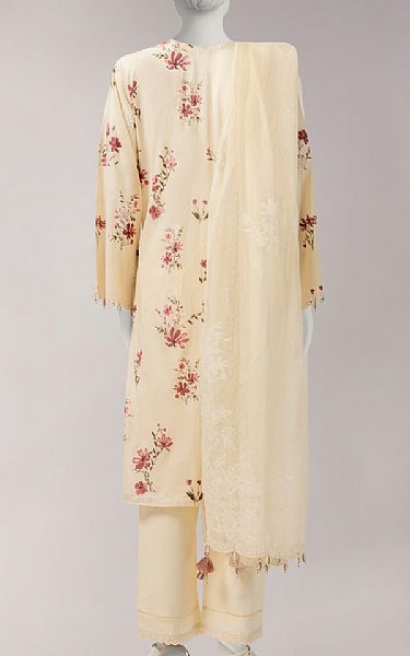 Junaid Jamshed Cream Lawn Suit | Pakistani Lawn Dress in USA- Image 2