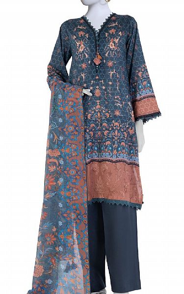 Junaid Jamshed Pickled Bluewood Lawn Suit | Pakistani Lawn Dress in USA- Image 1