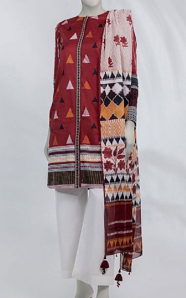 Junaid Jamshed Wine Red Lawn Suit (2 pcs) | Pakistani Lawn Dress in USA- Image 1