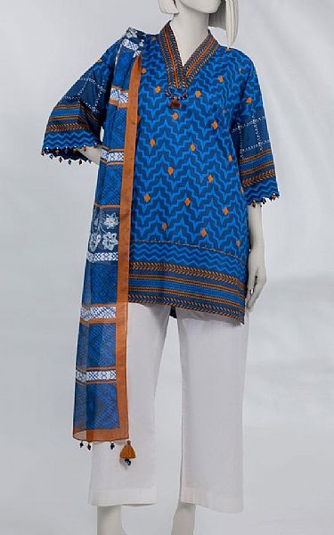 Junaid Jamshed Blue Lawn Suit (2 pcs) | Pakistani Lawn Dress in USA- Image 1