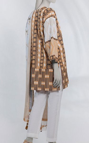 Junaid Jamshed Peach/Black Lawn Suit (2 pcs) | Pakistani Lawn Dress in USA- Image 2