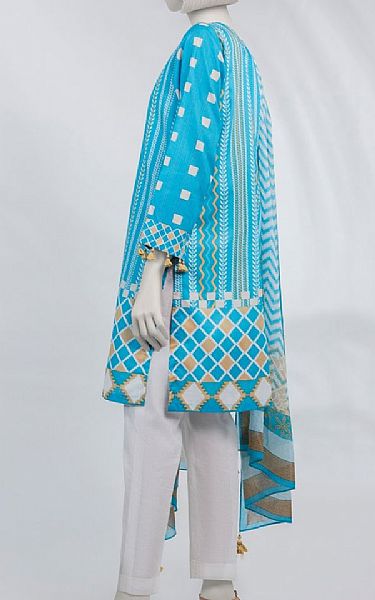 Junaid Jamshed Turquoise Lawn Suit (2 pcs) | Pakistani Lawn Dress in USA- Image 2