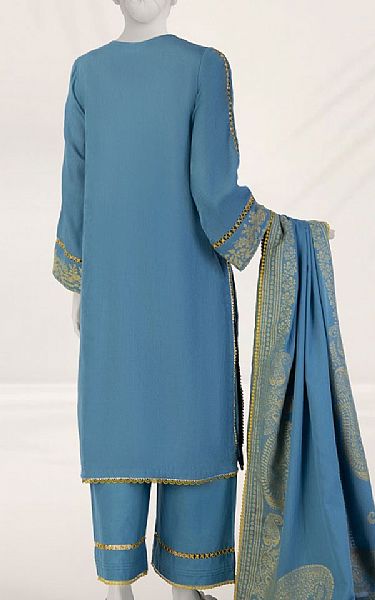 Junaid Jamshed Blue Jacquard Suit | Pakistani Lawn Dress in USA- Image 2