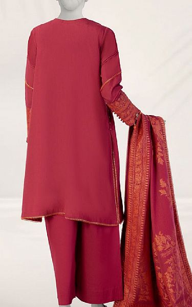 Junaid Jamshed Deep Carmine Jacquard Suit | Pakistani Lawn Dress in USA- Image 2