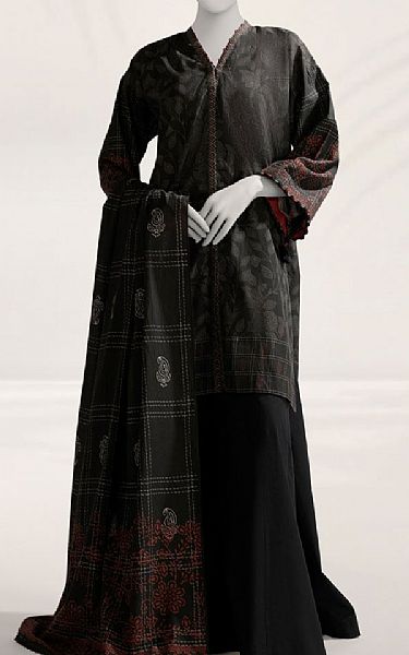 Junaid Jamshed Dark Grey Cambric Suit (2 pcs) | Pakistani Lawn Dress in USA- Image 1