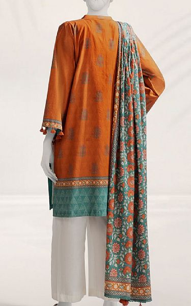 Junaid Jamshed Pastel Orange Cambric Suit (2 pcs) | Pakistani Lawn Dress in USA- Image 2