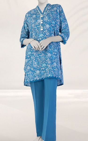 Junaid Jamshed Denim Blue Liminal Suit (2 pcs) | Pakistani Lawn Dress in USA- Image 1