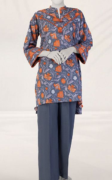 Junaid Jamshed Slate Grey Liminal Suit (2 pcs) | Pakistani Lawn Dress in USA- Image 1