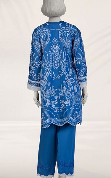 Junaid Jamshed Blue Cambric Suit (2 pcs) | Pakistani Lawn Dress in USA- Image 2