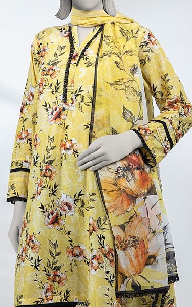 Junaid Jamshed Yellow Lawn Suit (2 pcs) | Pakistani Lawn Dress in USA- Image 2
