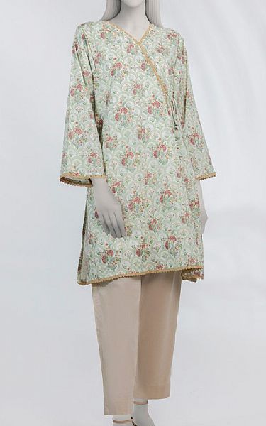 Junaid Jamshed Sage Green Lawn Kurti | Pakistani Lawn Dress in USA- Image 1