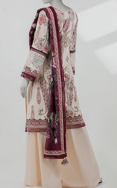 Junaid Jamshed Ivory Lawn Suit | Pakistani Lawn Dress in USA- Image 2