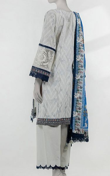 Junaid Jamshed Light Grey Lawn Suit | Pakistani Lawn Dress in USA- Image 2