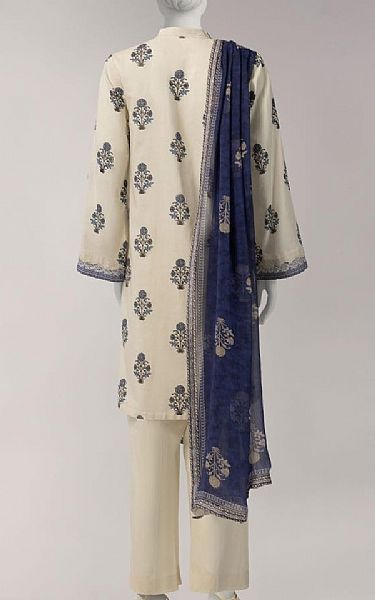 Junaid Jamshed Off White Lawn Suit | Pakistani Lawn Dress in USA- Image 2