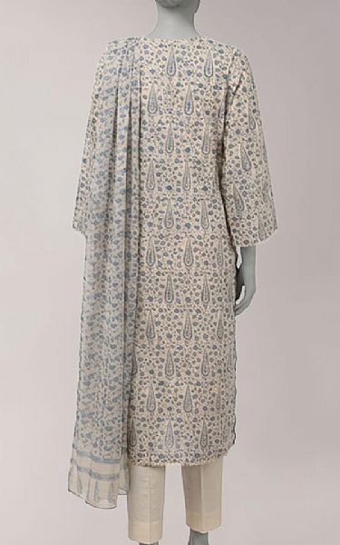 Junaid Jamshed Ivory Lawn Suit | Pakistani Lawn Dress in USA- Image 2