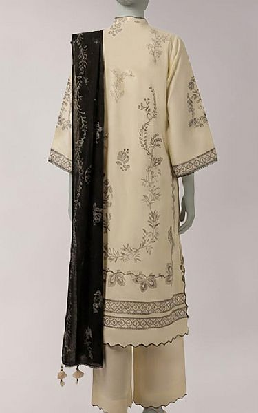 Junaid Jamshed Ivory Lawn Suit | Pakistani Lawn Dress in USA- Image 2