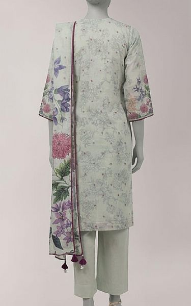 Junaid Jamshed Off White Lawn Suit | Pakistani Lawn Dress in USA- Image 2
