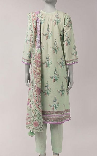 Junaid Jamshed Pale Green Lawn Suit | Pakistani Lawn Dress in USA- Image 2