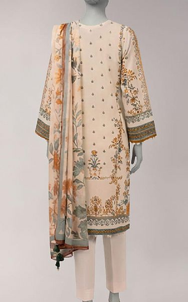 Junaid Jamshed Ivory Lawn Suit | Pakistani Lawn Dress in USA- Image 2