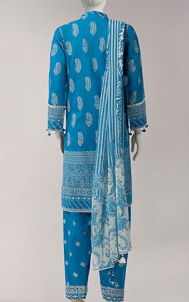 Junaid Jamshed Blue Lawn Suit | Pakistani Lawn Dress in USA- Image 2