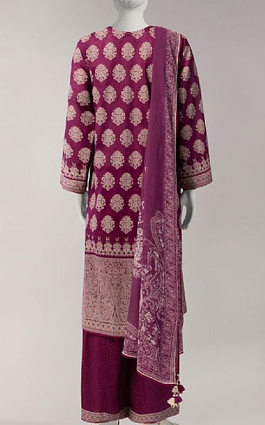 Junaid Jamshed Dark Raspberry Lawn Suit | Pakistani Lawn Dress in USA- Image 2