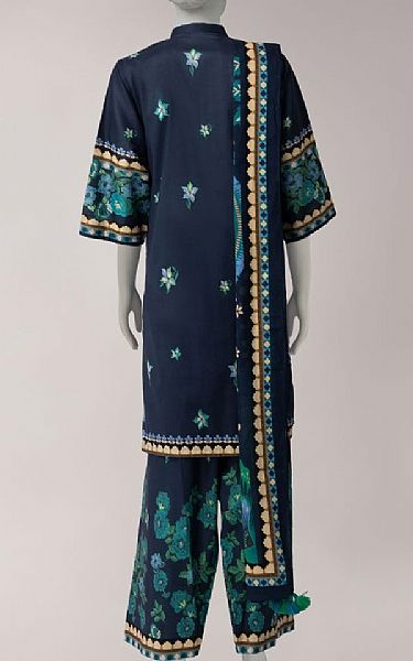 Junaid Jamshed Navy Lawn Suit | Pakistani Lawn Dress in USA- Image 2