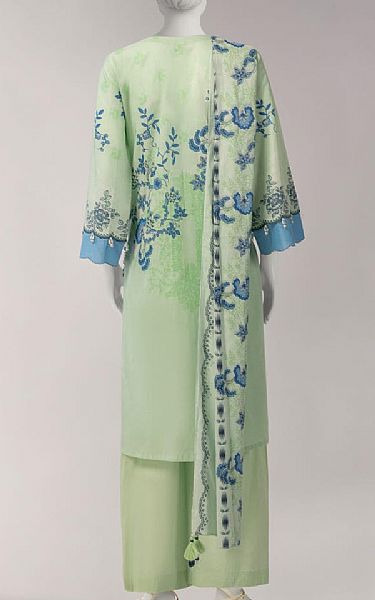 Junaid Jamshed Pale Green Lawn Suit | Pakistani Lawn Dress in USA- Image 2