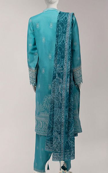 Junaid Jamshed Teal Lawn Suit | Pakistani Lawn Dress in USA- Image 2