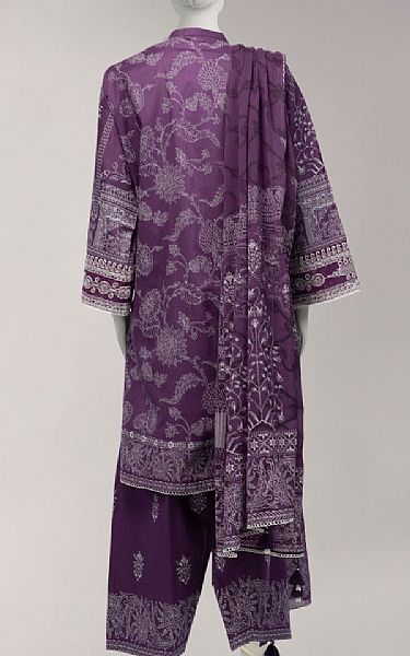 Junaid Jamshed Plum Purple Lawn Suit | Pakistani Lawn Dress in USA- Image 2