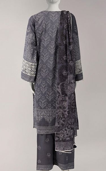 Junaid Jamshed Grey Lawn Suit | Pakistani Lawn Dress in USA- Image 2