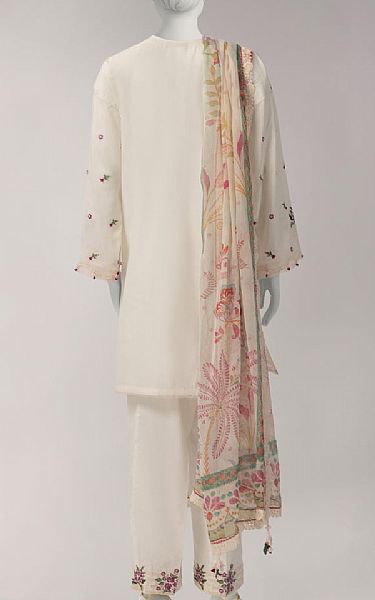 Junaid Jamshed Off White Lawn Suit | Pakistani Lawn Dress in USA- Image 2