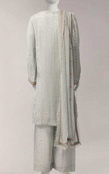 Junaid Jamshed Pastel Grey Jacquard Suit | Pakistani Lawn Dress in USA- Image 2