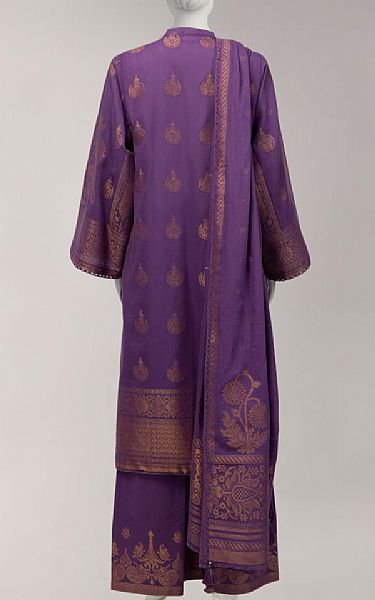 Junaid Jamshed Purple Jacquard Suit | Pakistani Lawn Dress in USA- Image 2