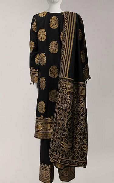 Junaid Jamshed Black Jacquard Suit | Pakistani Lawn Dress in USA- Image 2