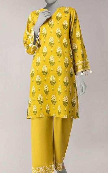 Junaid Jamshed Golden Yellow Lawn Suit (2 pcs) | Pakistani Lawn Dress in USA- Image 1