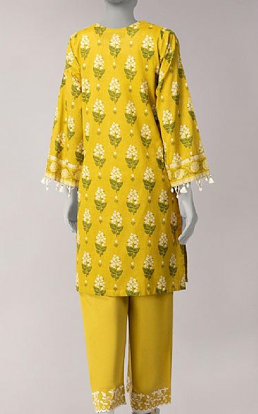 Junaid Jamshed Golden Yellow Lawn Suit (2 pcs) | Pakistani Lawn Dress in USA- Image 2