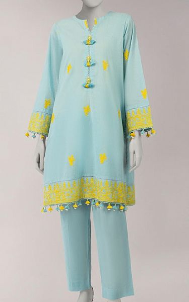 Junaid Jamshed Pale Aqua Lawn Suit (2 pcs) | Pakistani Lawn Dress in USA- Image 1