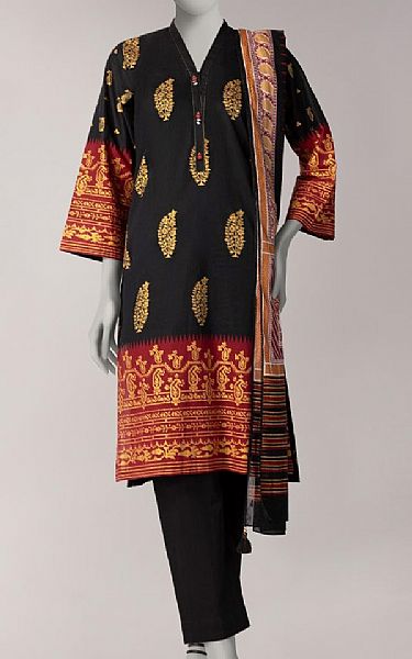 Junaid Jamshed Black Lawn Suit | Pakistani Lawn Dress in USA- Image 1