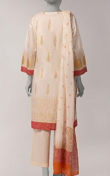 Junaid Jamshed Ivory Lawn Suit | Pakistani Lawn Dress in USA- Image 2