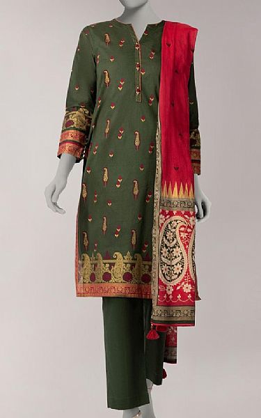 Junaid Jamshed Lunar Green Lawn Suit | Pakistani Lawn Dress in USA- Image 1