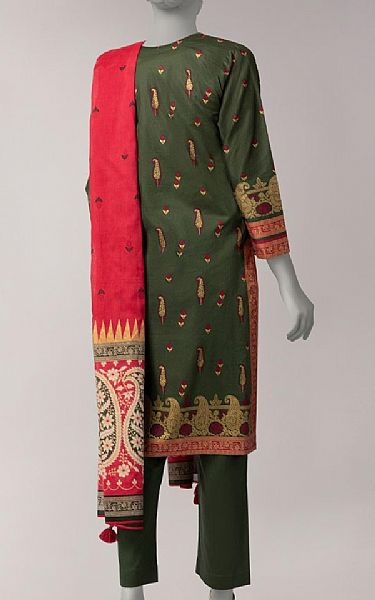 Junaid Jamshed Lunar Green Lawn Suit | Pakistani Lawn Dress in USA- Image 2