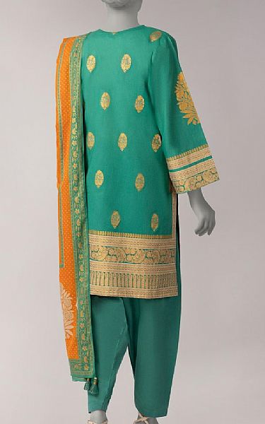 Junaid Jamshed Sea Green Lawn Suit | Pakistani Lawn Dress in USA- Image 2