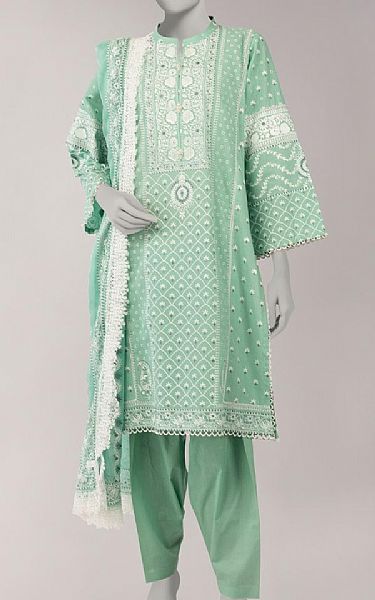 Junaid Jamshed Mint Green Lawn Suit | Pakistani Lawn Dress in USA- Image 1