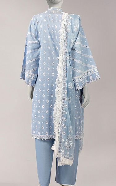 Junaid Jamshed Cloudy Blue Lawn Suit | Pakistani Lawn Dress in USA- Image 2