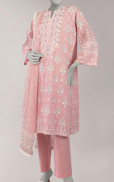 Junaid Jamshed Pink Rose Lawn Suit | Pakistani Lawn Dress in USA- Image 1