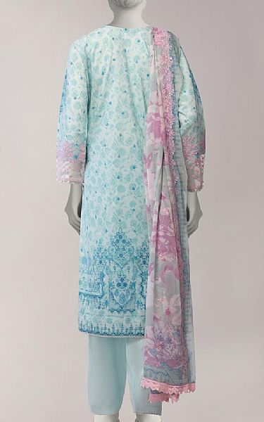 Junaid Jamshed Pale Aqua Lawn Suit | Pakistani Lawn Dress in USA- Image 2