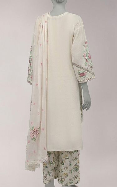 Junaid Jamshed Ivory Lawn Suit | Pakistani Lawn Dress in USA- Image 2