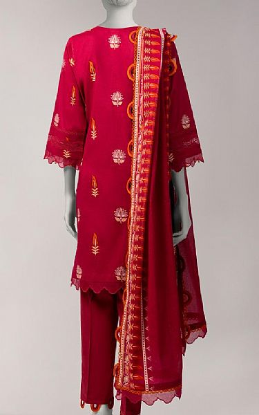 Junaid Jamshed Crimson Lawn Suit | Pakistani Lawn Dress in USA- Image 2